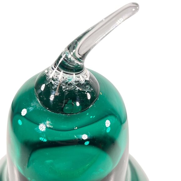 Vtg Blenko Hand Blown Glass Pear Emerald Green Clear Applied Stem Fruit MCM - Picture 4 of 7